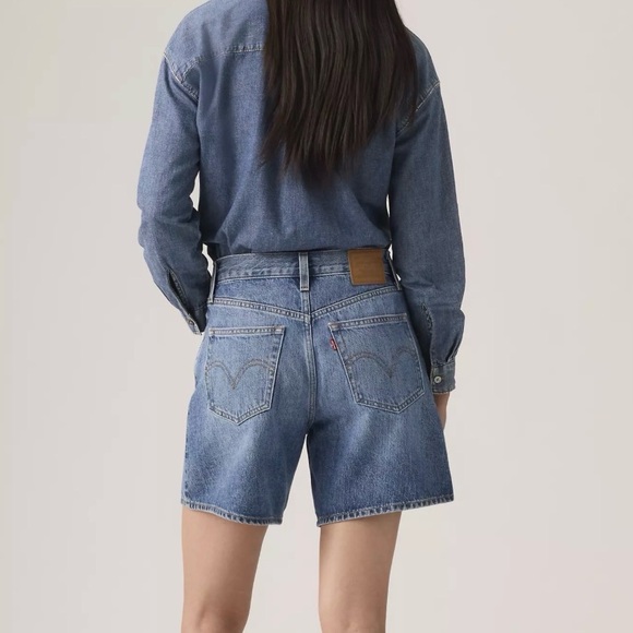 Levi's Pants - Levi's High-Rise Baggy Denim Shorts in Blue Wash 31